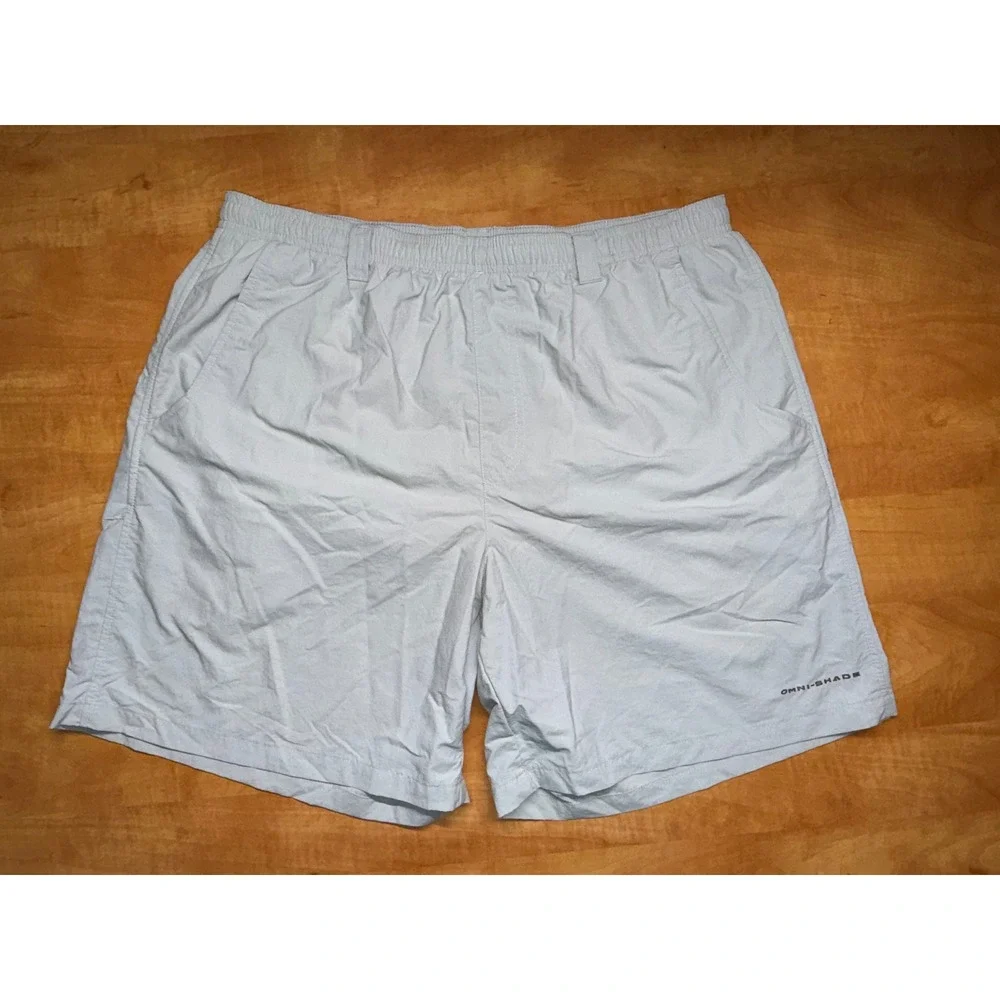 Columbia PFG‎ Mens Gray Omni-Shade Fishing Shorts Size L 8 Inseam